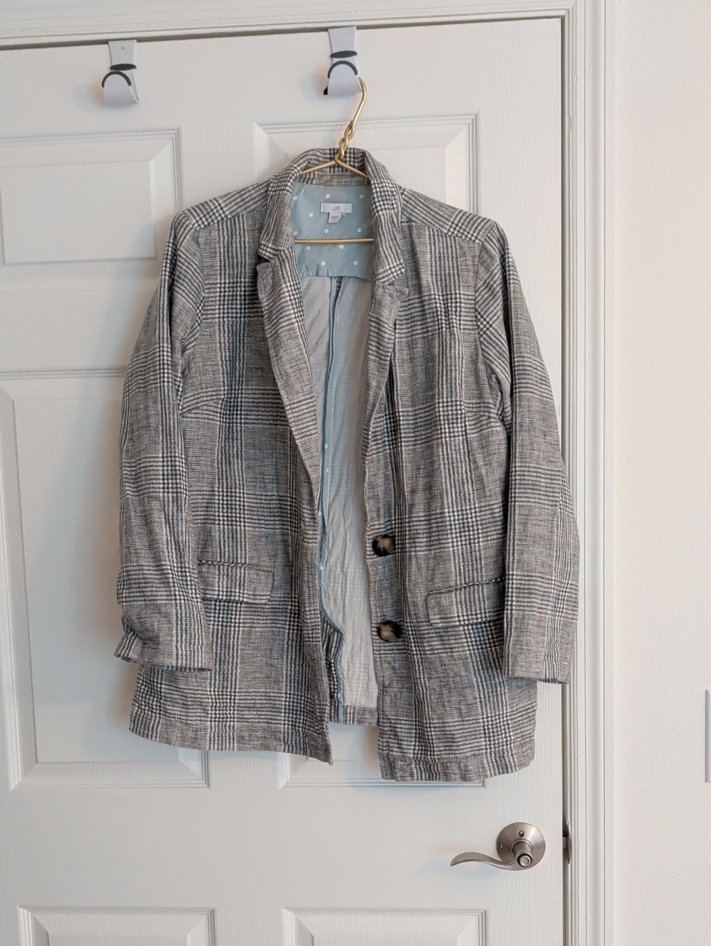 J. Jill Gray Plaid Open-Front Blazer